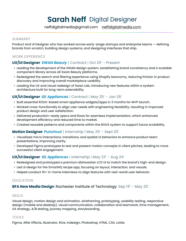 Sarah E Neff Resume